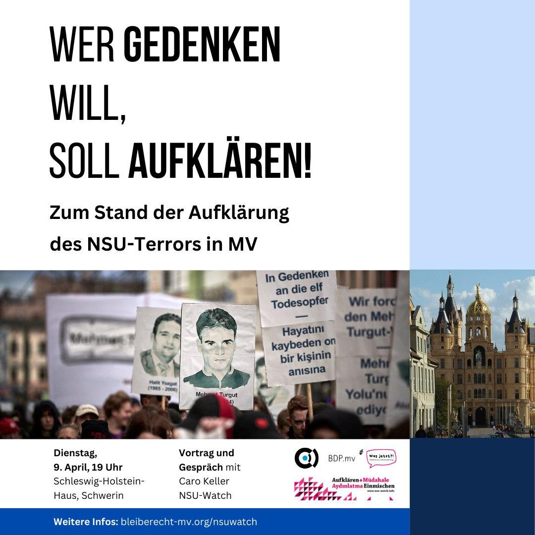 Vortrag und Gespräch zum Stand der NSU-Aufklärung in MV