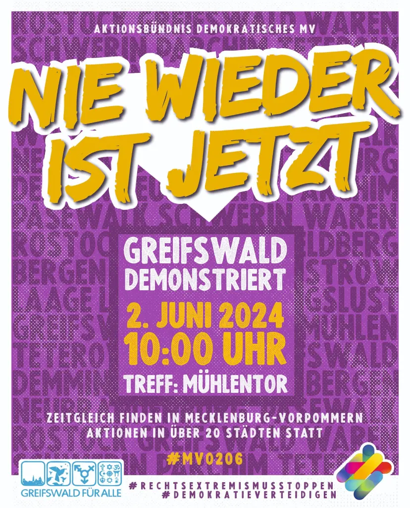 Nie wieder ist jetzt – Greifswald demonstriert – Aktionsbündniss Demokratisches MV