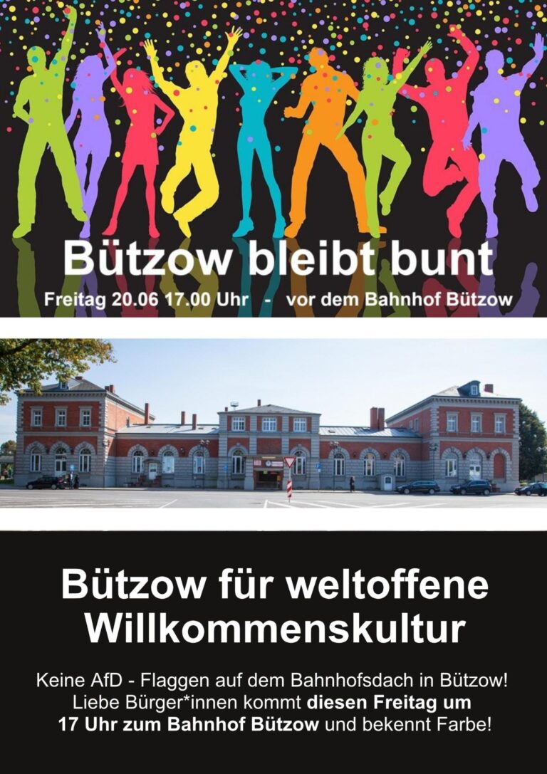 Flyer zur Aktion von Bützow bleibt Bunt am Bahnhof Bützow