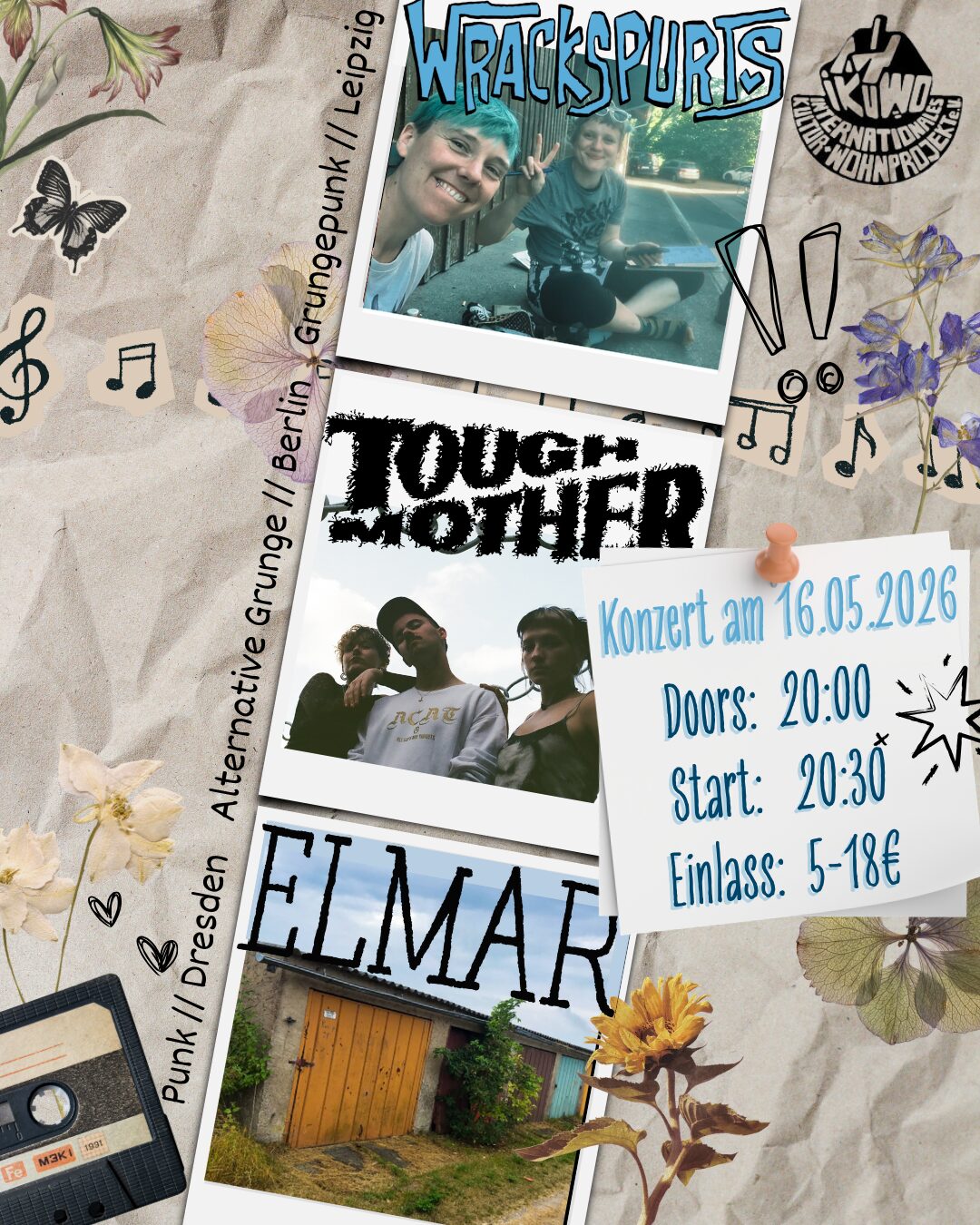 Konzert: Elmar, Wrackspurts und Tough Mother