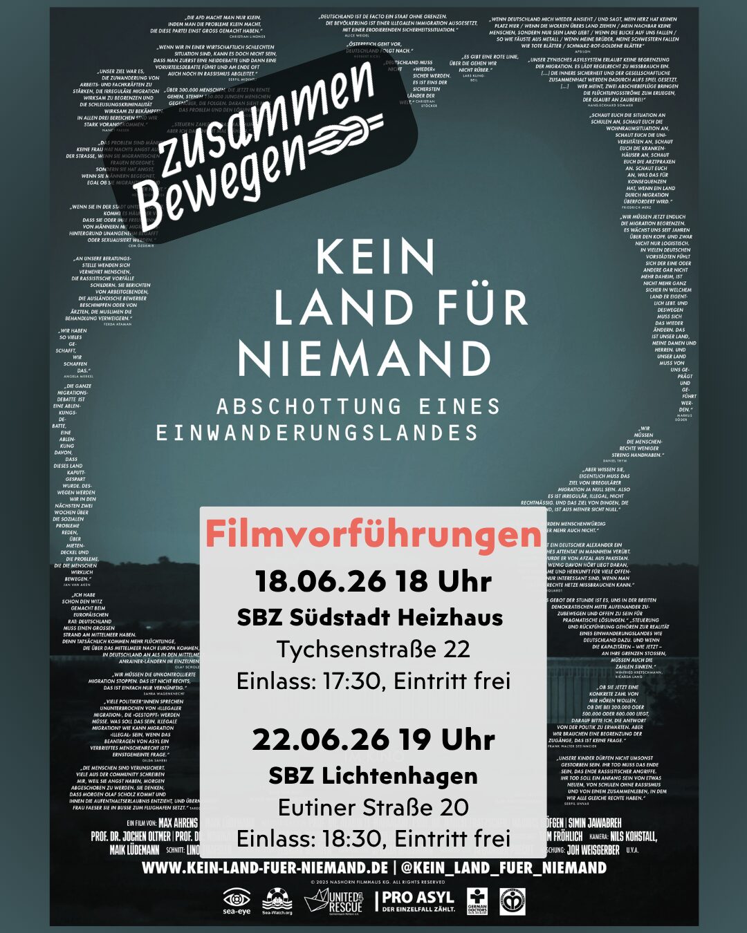 Filmvorführungen Kein Land für Niemand