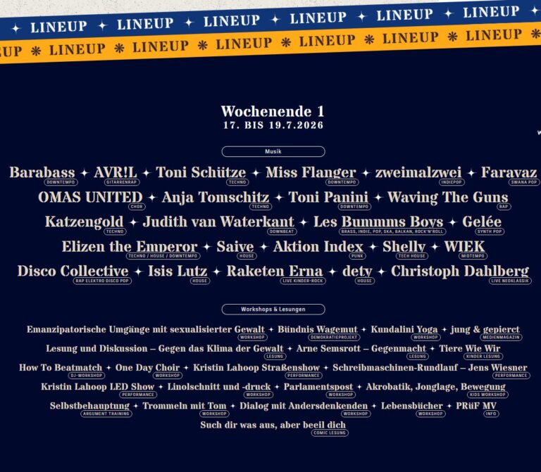 Lineup und Workshops, Wochenende 1